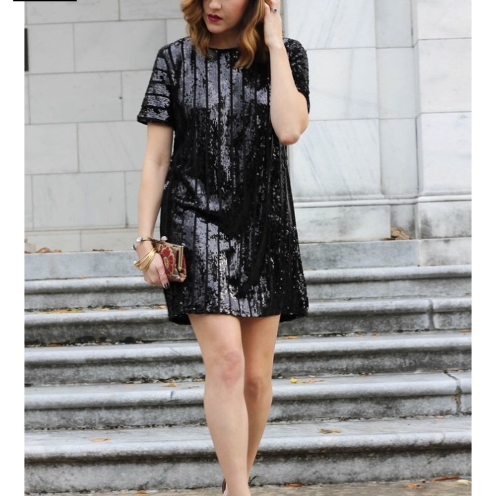 EUC Black Sequin Shift Dress